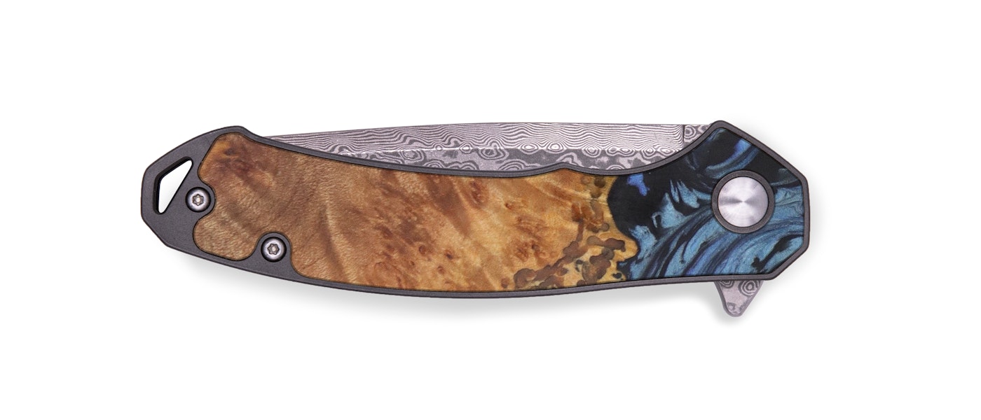 EDC Wood+Resin Pocket Knife - Marvin (Dark Blue, 601190)