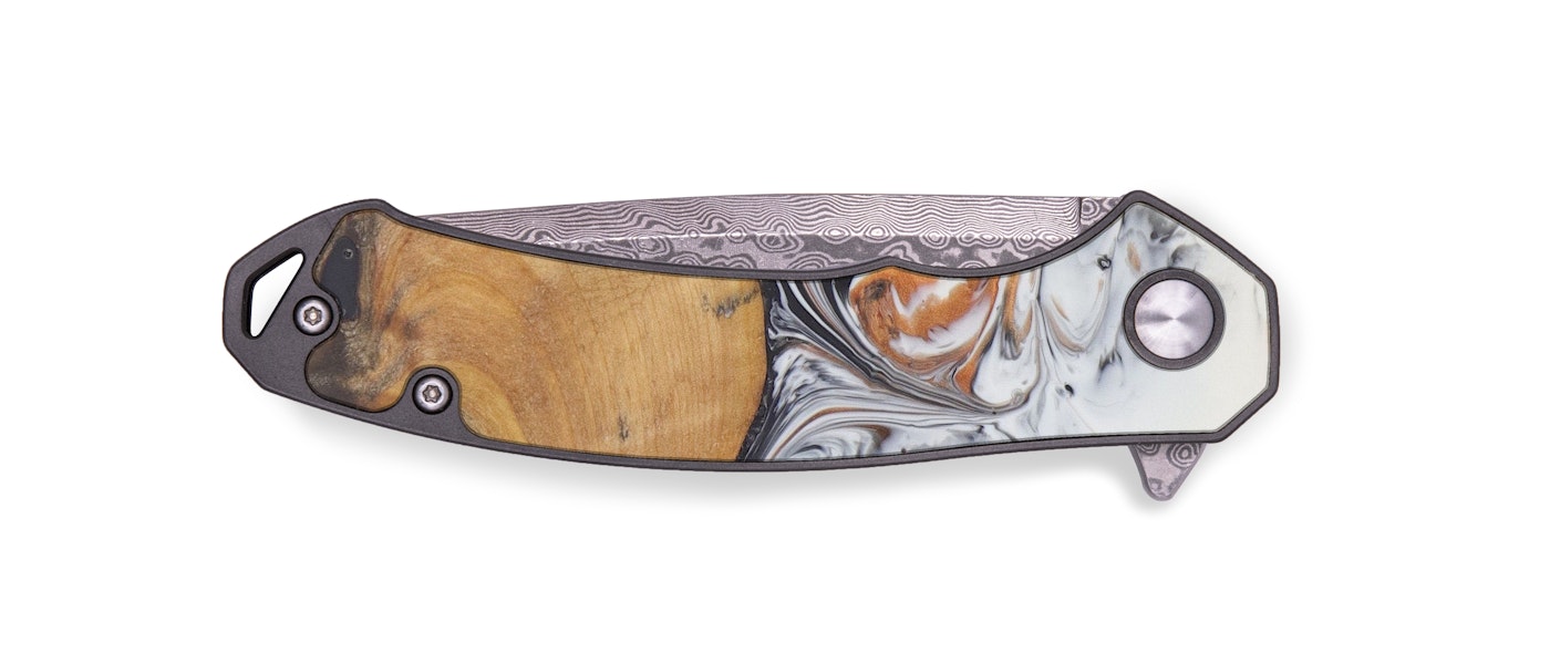 EDC Wood+Resin Pocket Knife - Rena (Black & White, 601269)