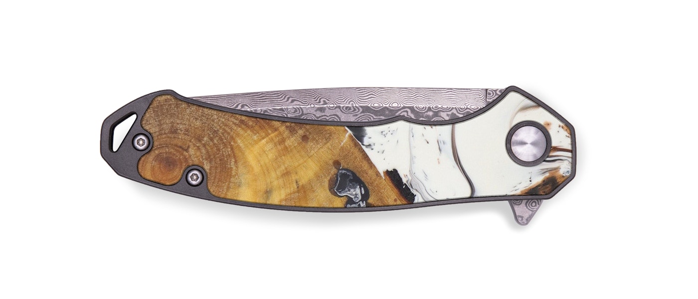 EDC Wood+Resin Pocket Knife - Ida (Black & White, 601271)