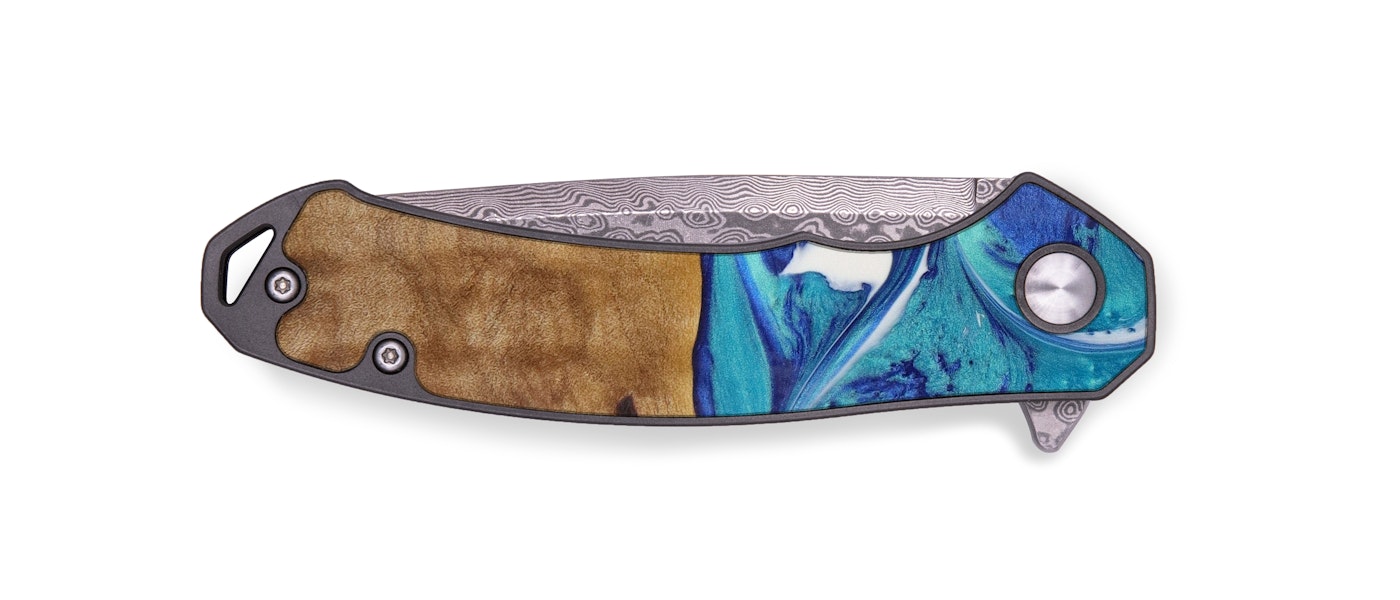 EDC Wood+Resin Pocket Knife - Ronnica (Light Blue, 601277)