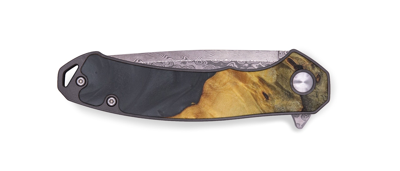 EDC Wood+Resin Pocket Knife - Yvet (Pure Black, 601280)