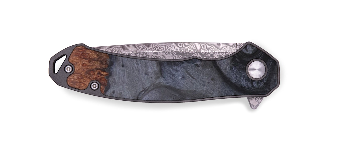 EDC Wood+Resin Pocket Knife - Zhanna (Pure Black, 603249)
