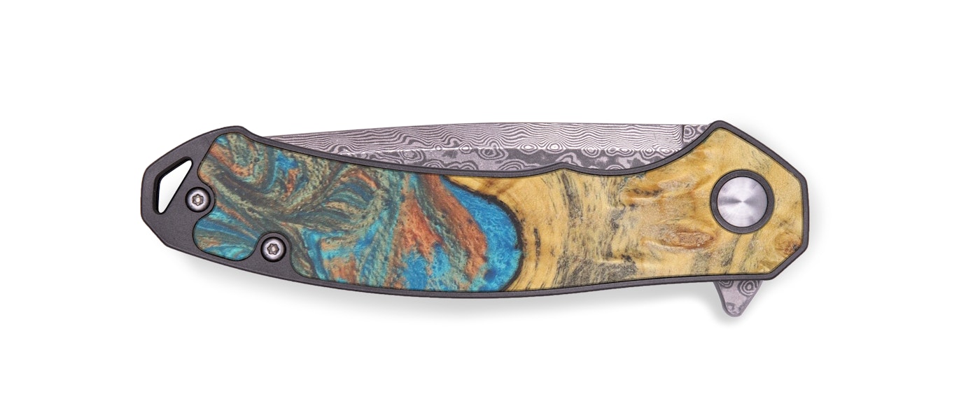 EDC Wood+Resin Pocket Knife - Hendra (Teal & Gold, 604160)
