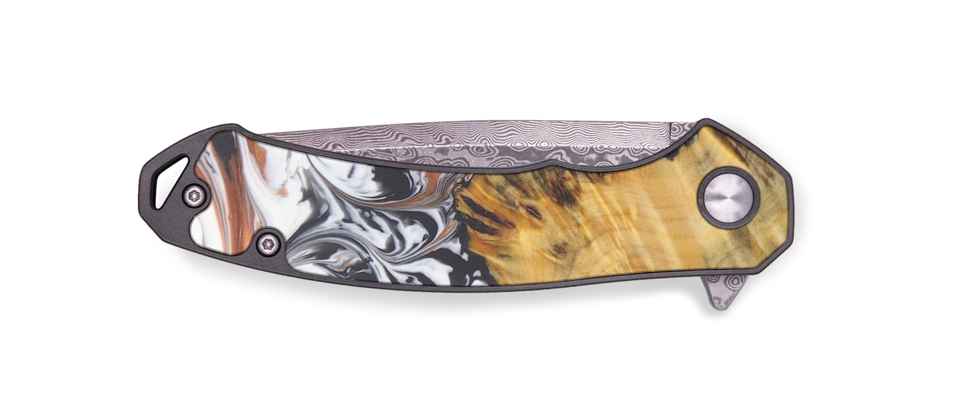 EDC Wood+Resin Pocket Knife - Giana (Black & White, 604182)