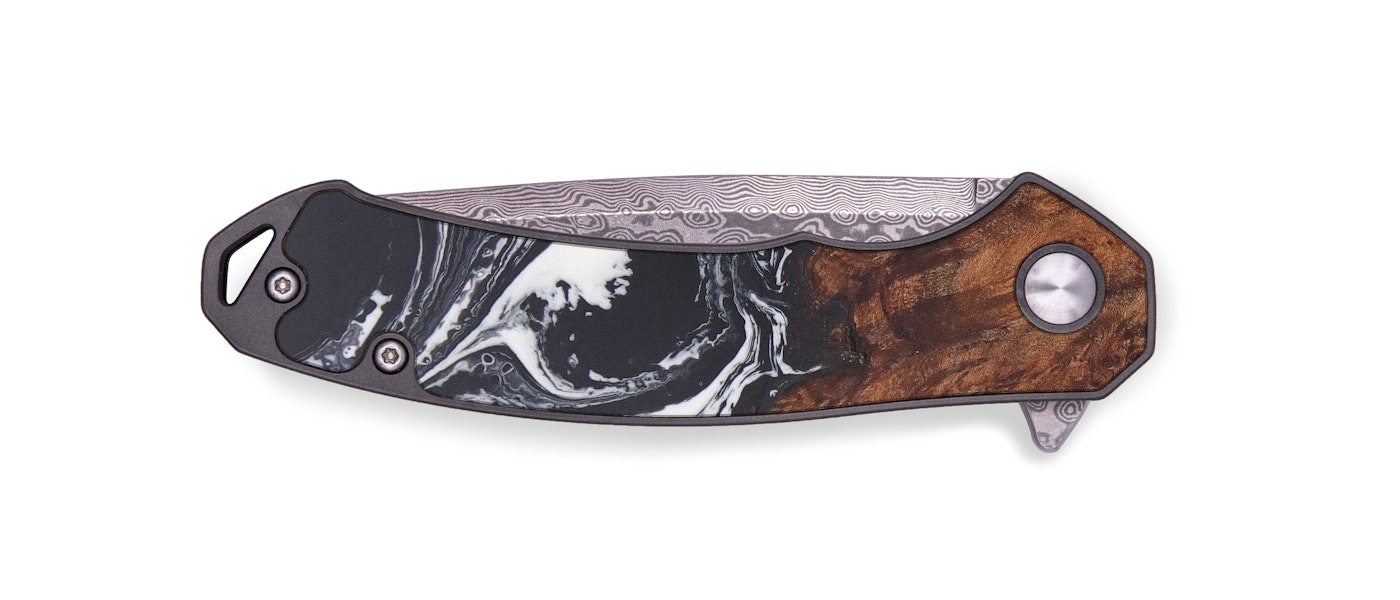 EDC Wood+Resin Pocket Knife - Emalia (Black & White, 604183)