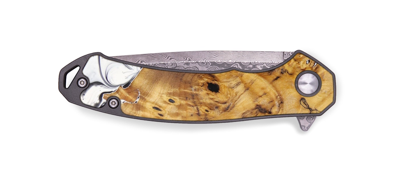 EDC Wood+Resin Pocket Knife - Erena (Black & White, 605118)