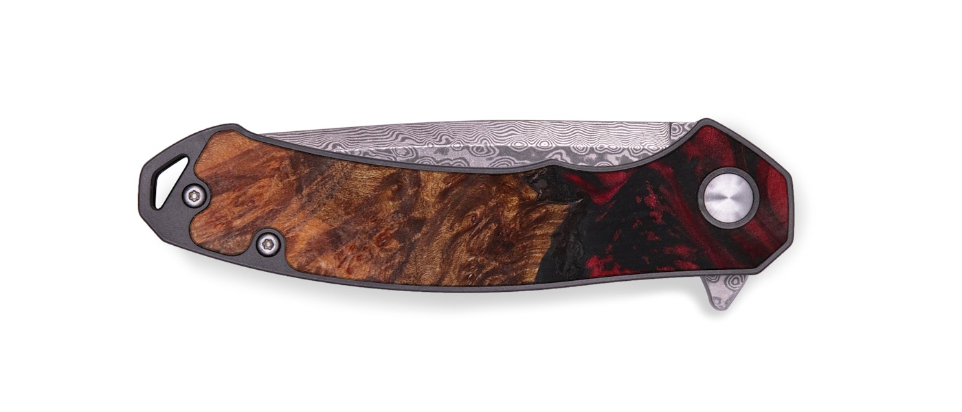 EDC Wood+Resin Pocket Knife - Kathryne (Dark Red, 605127)