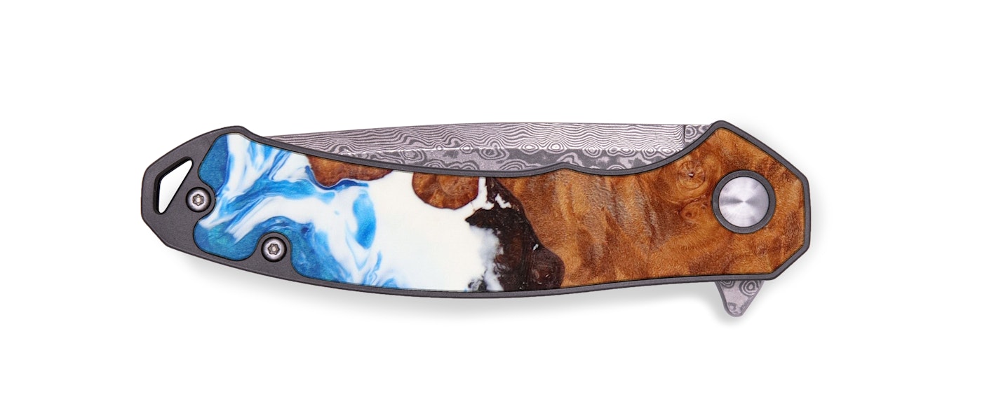 EDC Wood+Resin Pocket Knife - Cookie (Light Blue, 605150)