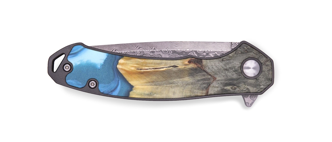 EDC Wood+Resin Pocket Knife - Tessty (Light Blue, 605425)