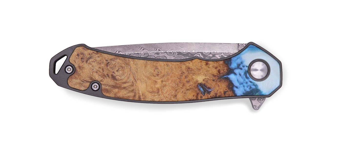 EDC Wood+Resin Pocket Knife - Mika (Light Blue, 605430)
