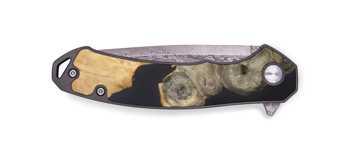 EDC Wood+Resin Pocket Knife - Staci (Pure Black, 605966)