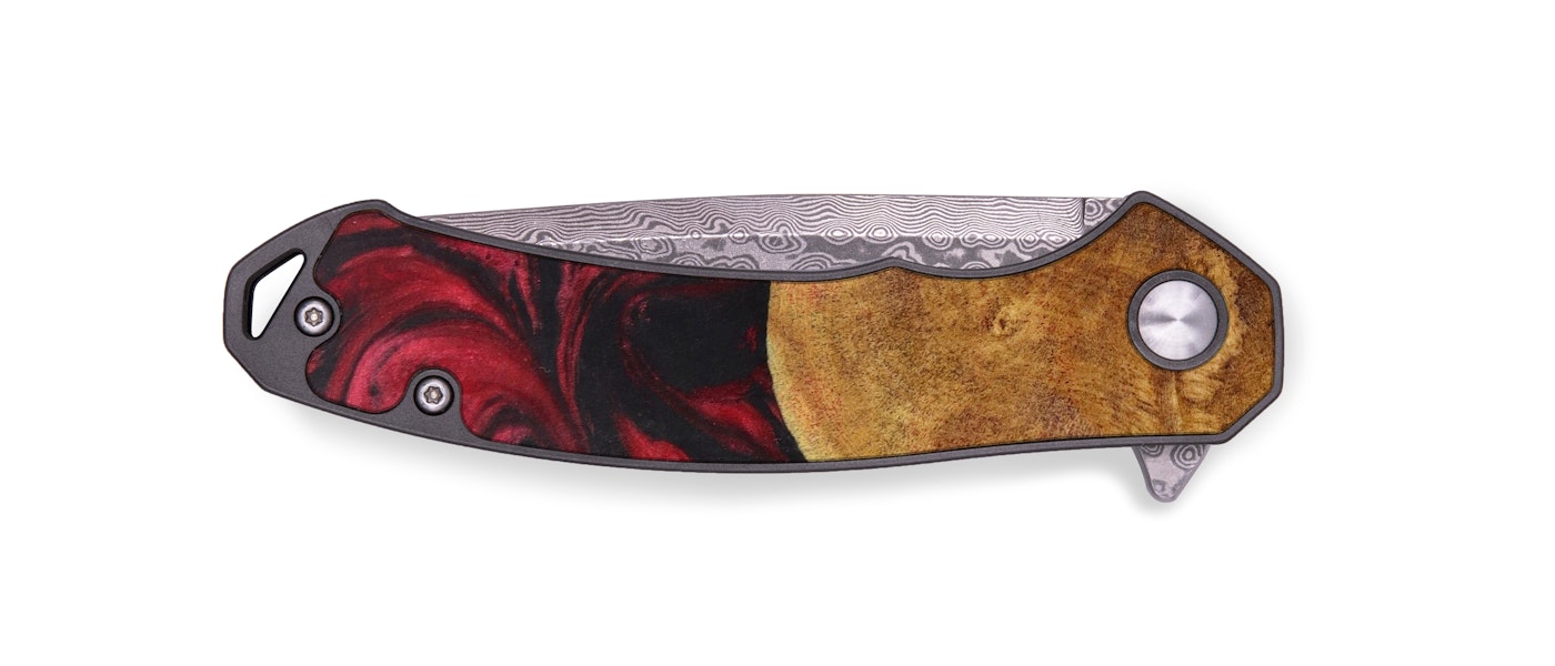 EDC Wood+Resin Pocket Knife - Jacob (Dark Red, 610124)