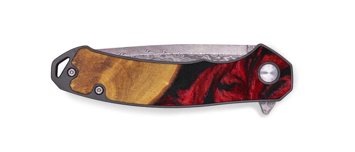 EDC Wood+Resin Pocket Knife - Bridger (Dark Red, 610125)