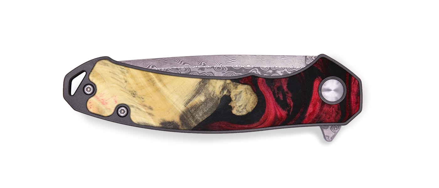 EDC Wood+Resin Pocket Knife - Blaire (Dark Red, 610129)