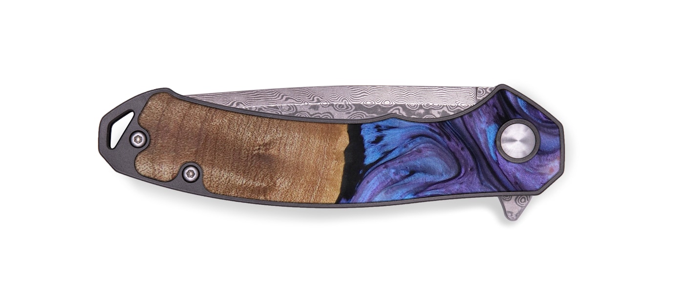  EDC Wood+Resin Pocket Knife - Landon (Purple, 614615)