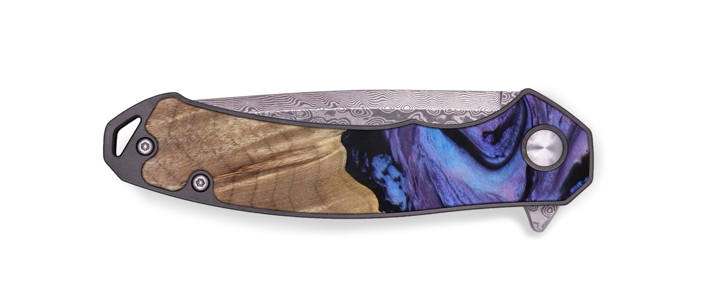  EDC Wood+Resin Pocket Knife - Leigha (Purple, 614616)