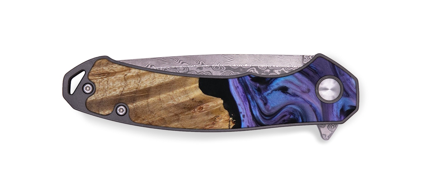  EDC Wood+Resin Pocket Knife - Mandie (Purple, 614619)