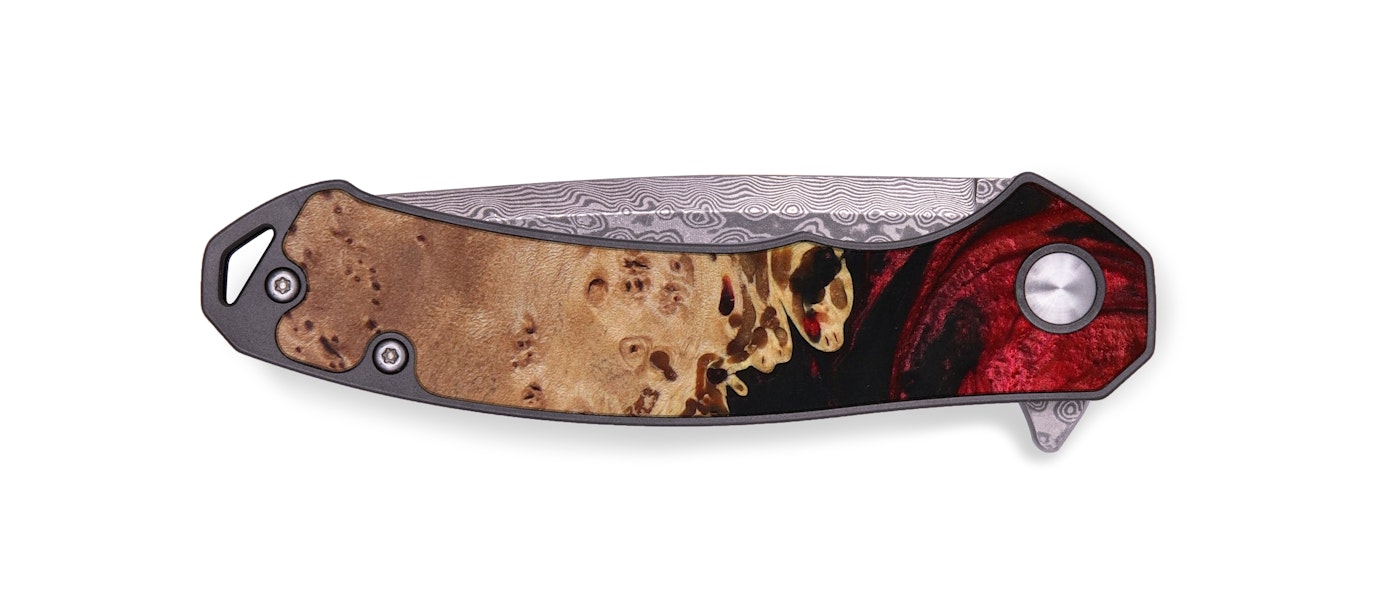  EDC Wood+Resin Pocket Knife - Christophe (Dark Red, 614628)