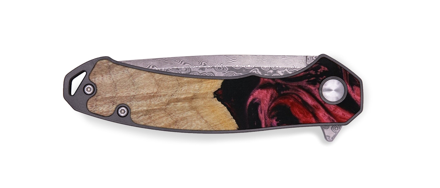  EDC Wood+Resin Pocket Knife - Tyron (Dark Red, 614773)