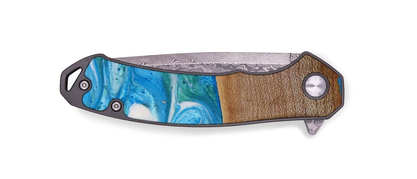  EDC Wood+Resin Pocket Knife - Monroe (Light Blue, 614782)