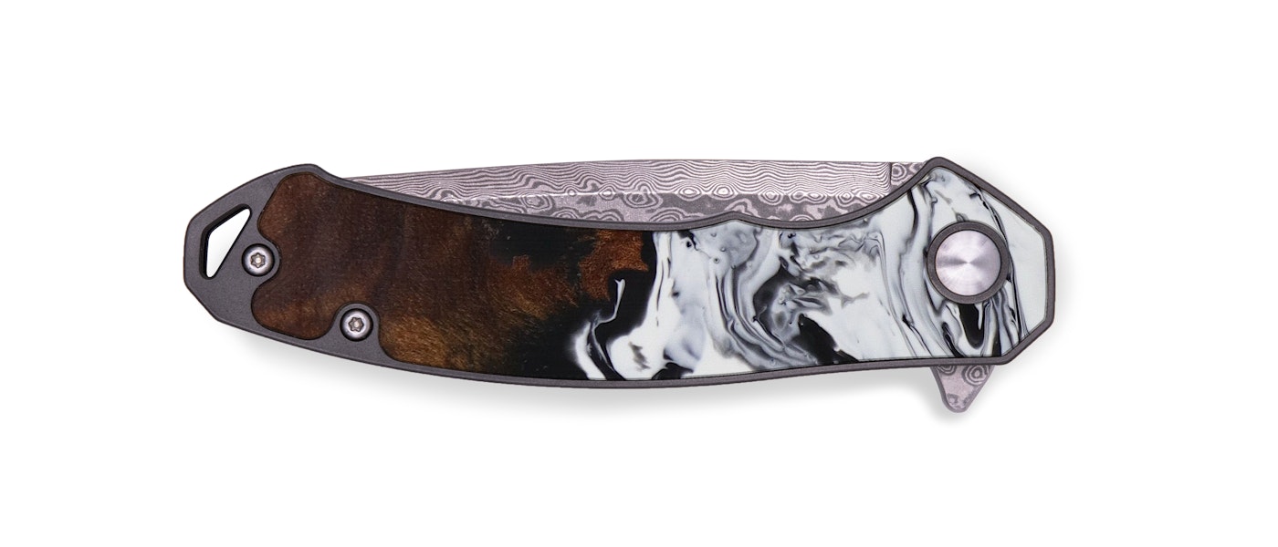  EDC Wood+Resin Pocket Knife - Cristin (Black & White, 614802)