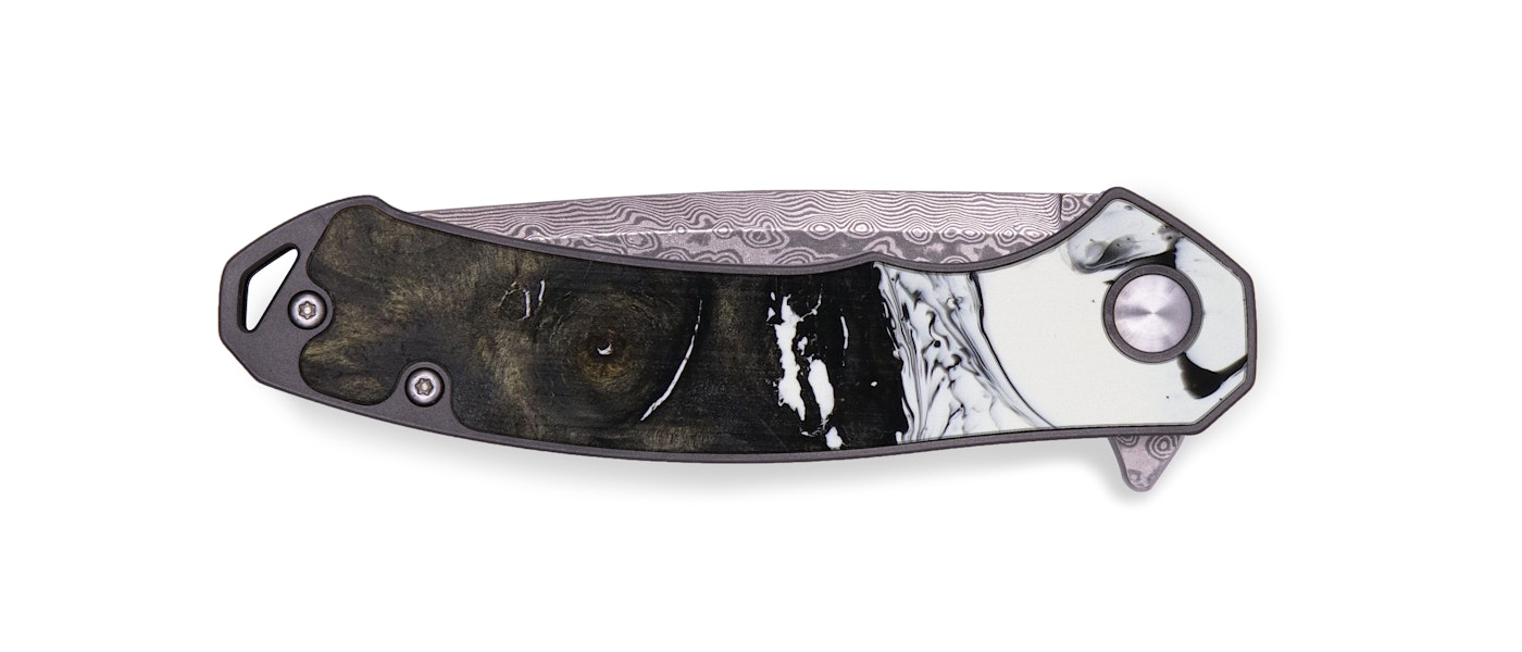  EDC Wood+Resin Pocket Knife - Yair (Black & White, 614813)