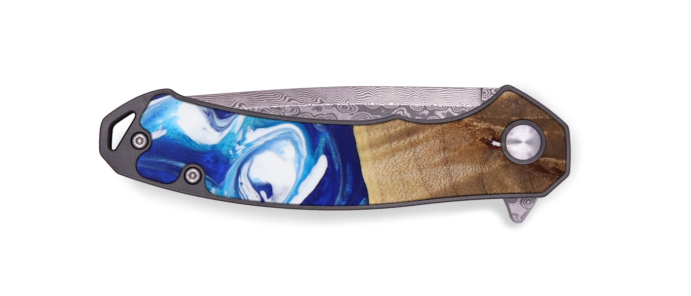  EDC Wood+Resin Pocket Knife - Devonta (Dark Blue, 614828)
