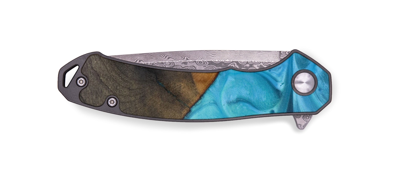  EDC Wood+Resin Pocket Knife - Letitia (Light Blue, 614845)