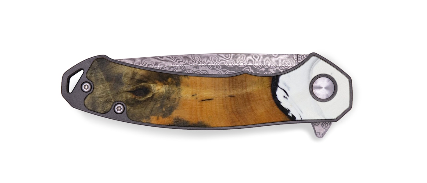  EDC Wood+Resin Pocket Knife - Bessie (Black & White, 614847)