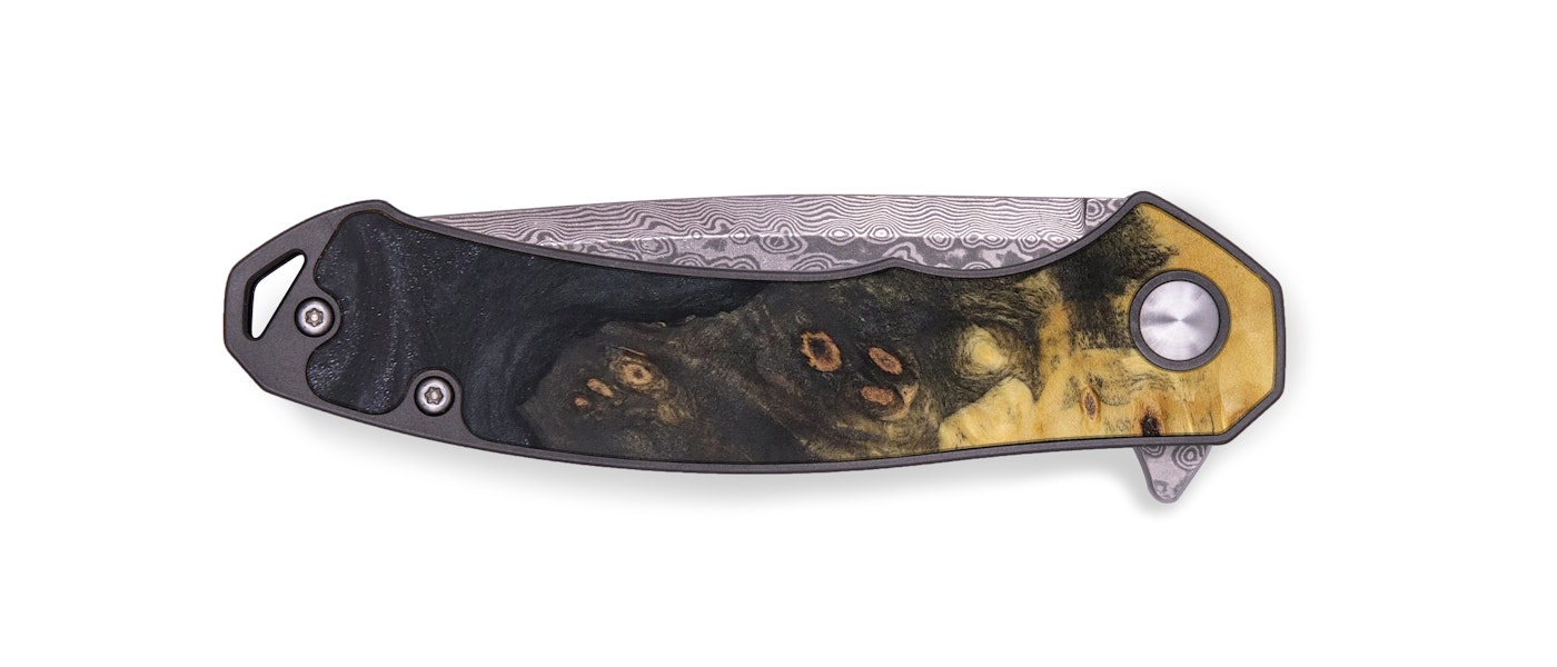  EDC Wood+Resin Pocket Knife - Stephanie (Pure Black, 615744)