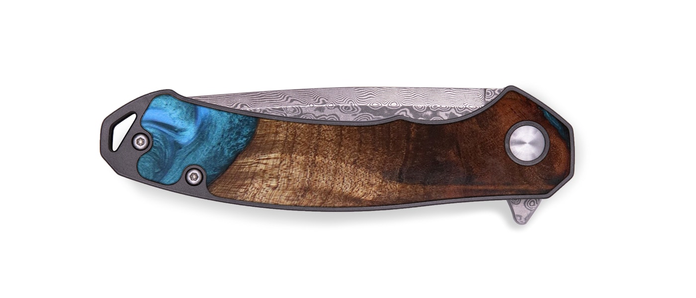  EDC Wood+Resin Pocket Knife - Tad (Blue, 615769)