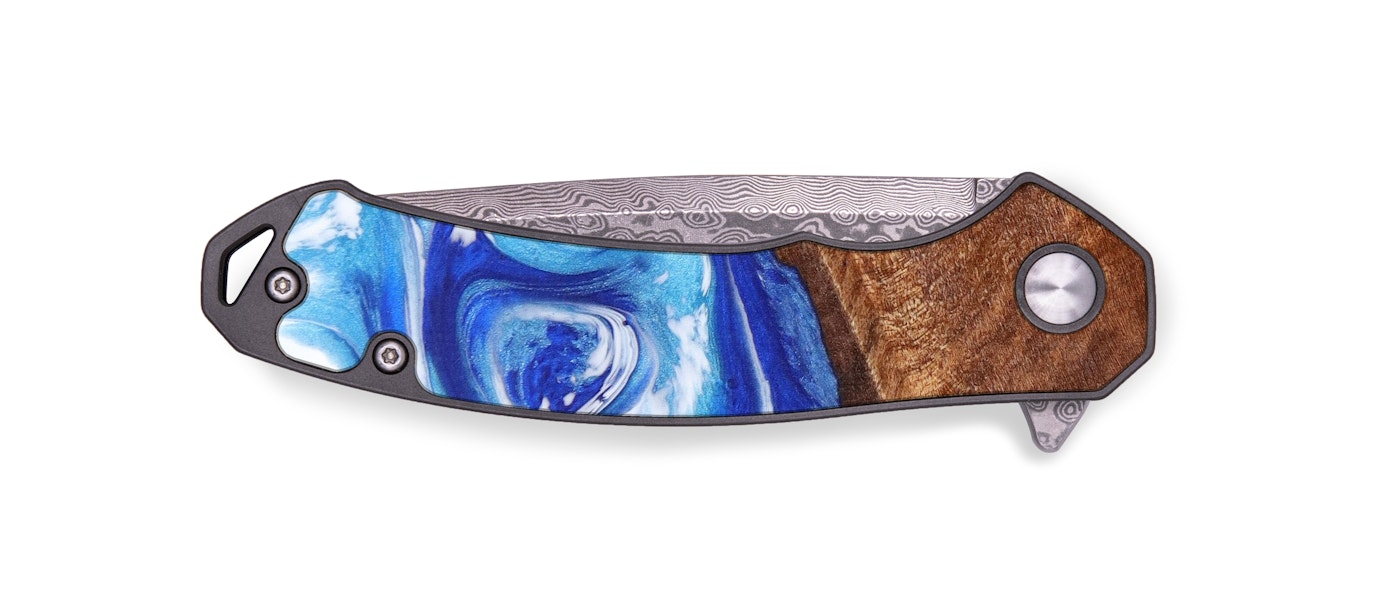  EDC Wood+Resin Pocket Knife - Marleigh (Blue, 615781)