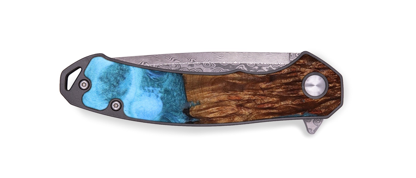  EDC Wood+Resin Pocket Knife - Audrianna (Blue, 615794)