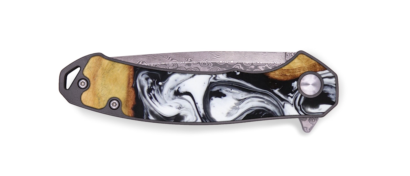  EDC Wood+Resin Pocket Knife - Harding (Black & White, 617918)