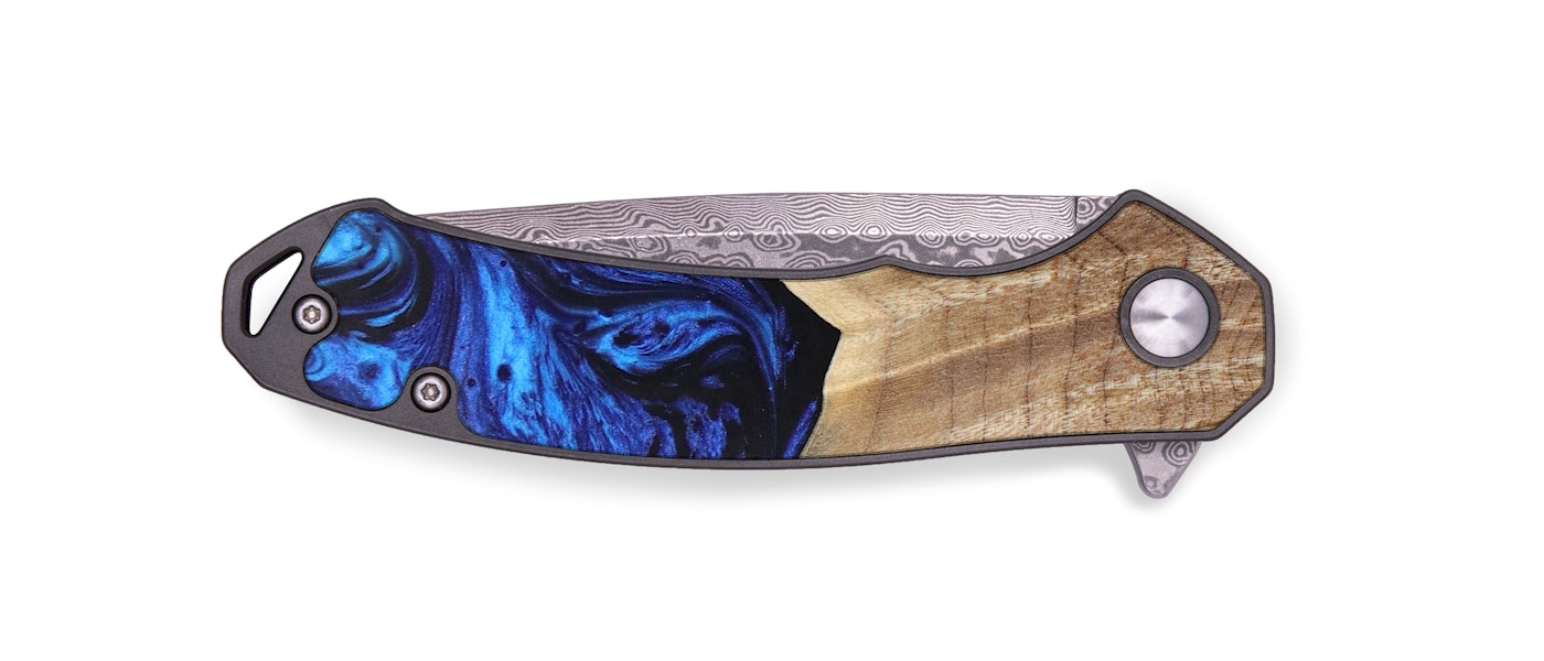  EDC Wood+Resin Pocket Knife - Josiah (Blue, 617927)