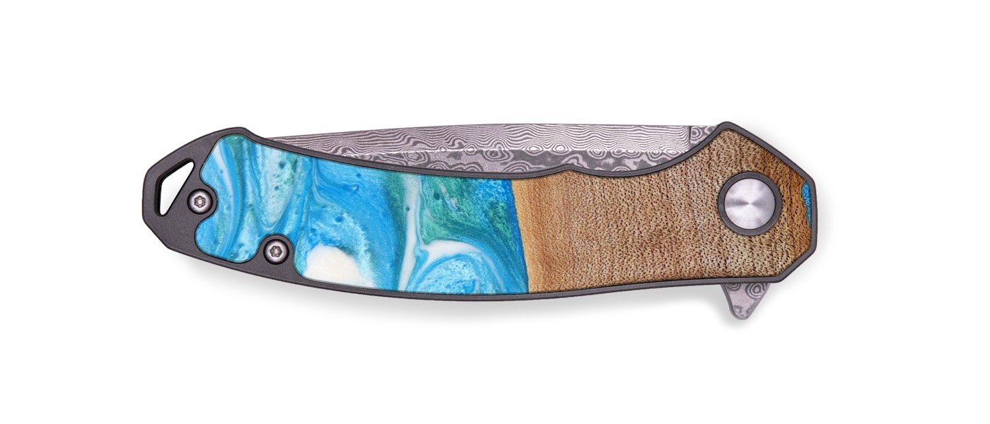  EDC Wood+Resin Pocket Knife - Jamal (Blue, 621577)