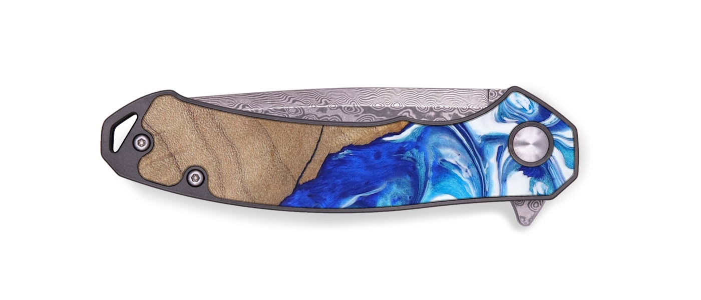  EDC Wood+Resin Pocket Knife - Joan (Blue, 621583)