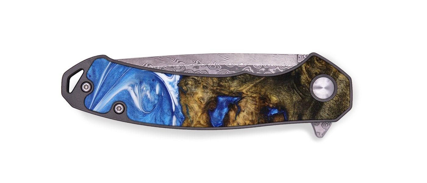 EDC Wood+Resin Pocket Knife - Hillary (Blue, 621985)