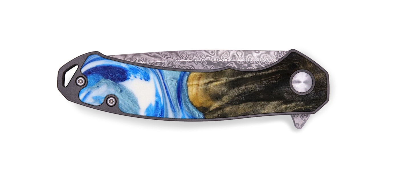  EDC Wood+Resin Pocket Knife - Ina (Blue, 621986)