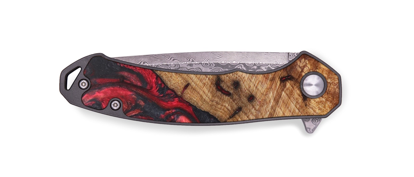  EDC Wood+Resin Pocket Knife - Indigo (Red, 628561)