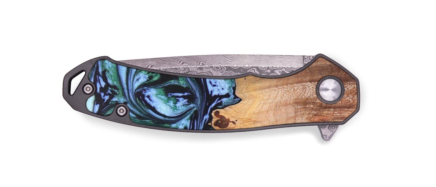  EDC Wood+Resin Pocket Knife - Patsy (Green, 628939)
