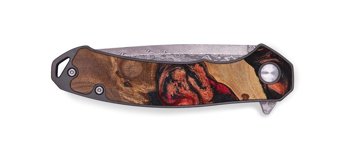 EDC Wood+Resin Pocket Knife - Ananya (Red, 629322)