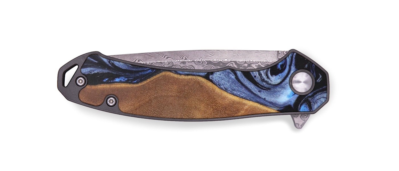 EDC Wood+Resin Pocket Knife - Katy (Blue, 629323)
